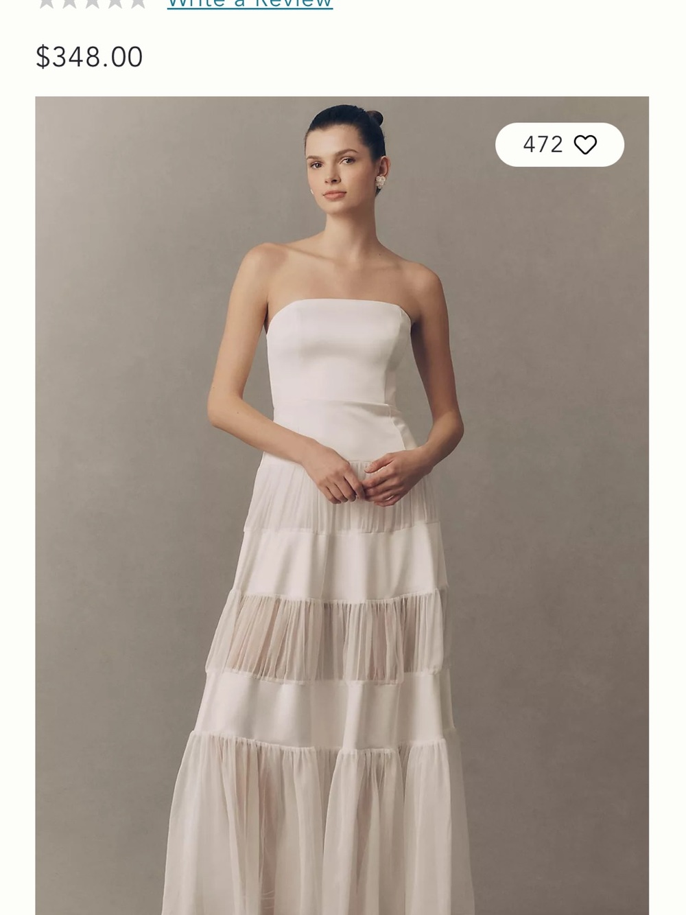 BHLDN Strapless White Tiered Maxi Gown
